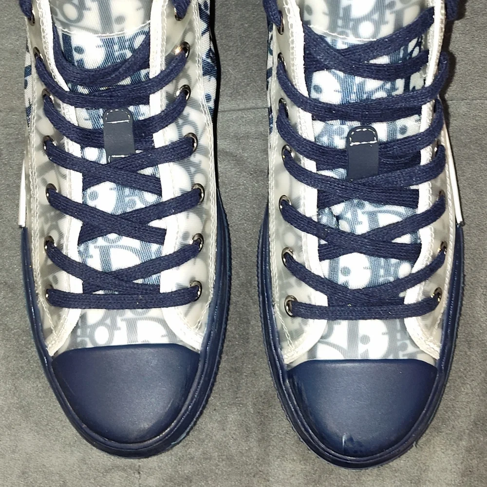 DIOR B23 LEAGUE HIGH-TOP SNEAKERSWHITE AND BLUE DIOR OBLIQUE CANVAS SIZE 39/ 8½ - Picture 6 of 9
